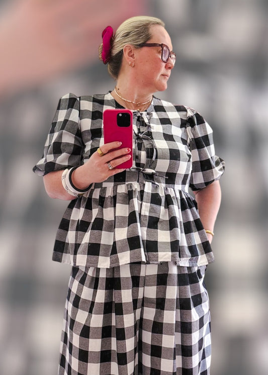 Gingham Tie Top